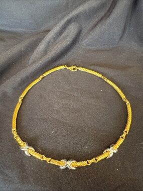Gold Two-Tone Twisted Rope Necklace - Women Jewelry